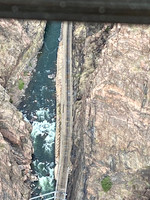Looking straight down between a couple of planks.