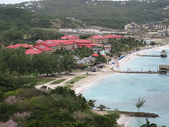 Great view of the Sandals Resort from the top of Pigeon Island.