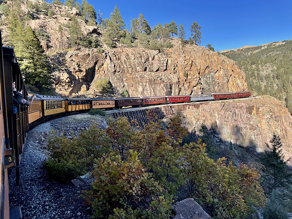 The rail trip was 45 miles long.  It took 3 1/2 hours.  The top speed was 18 mph.