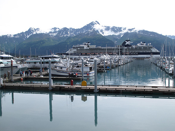 From the top of the building looking out toward the boat docks.