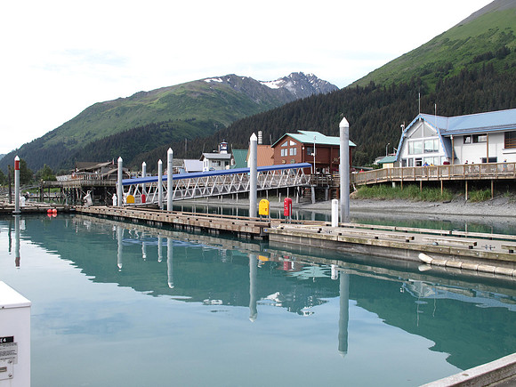 The building on the right with the blue roof is the tour office.  We walked down the boardwalk to find our boat dock.