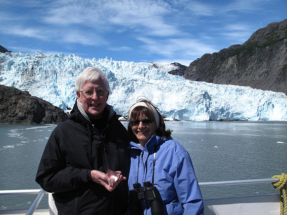 One of the guides collected glacier ice.  And by the way, yes, it was pretty cold by the glacier.