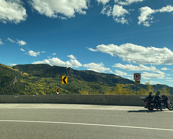 Back on the road (not by cycles), traveling to Salida to our hotel.