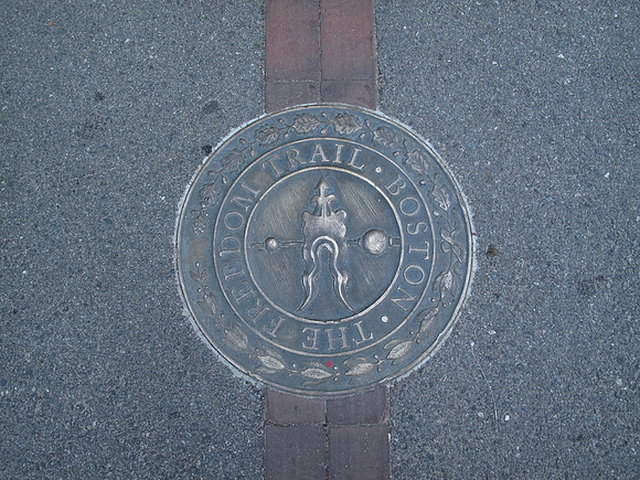 This is the symbol of the Freedom Trail - 16 historical sites related to the American Revolution.