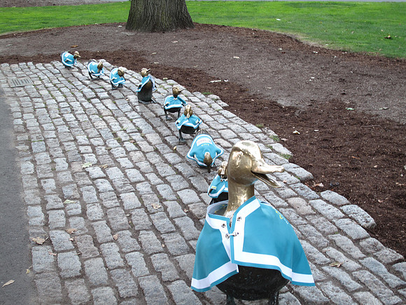 The "Make Way For Ducklings" statues.  This was one of Sandi's favorite books when she was little.