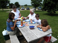 Eating our picnic lunch at the rest stop.