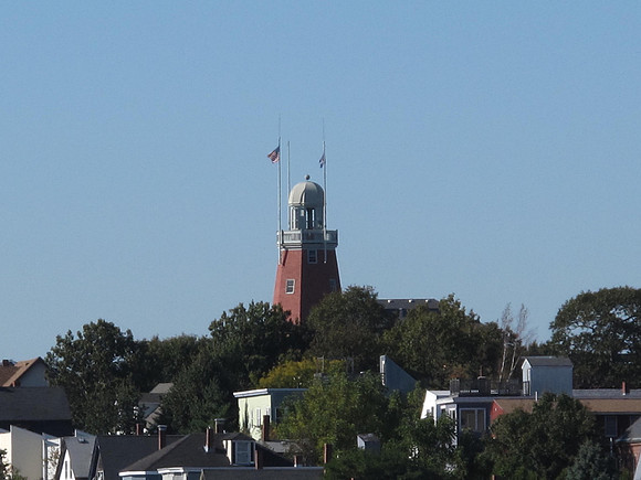We are leaving port now - in the distance, the tall building, looks like a lighthouse is the Portland Observatory.