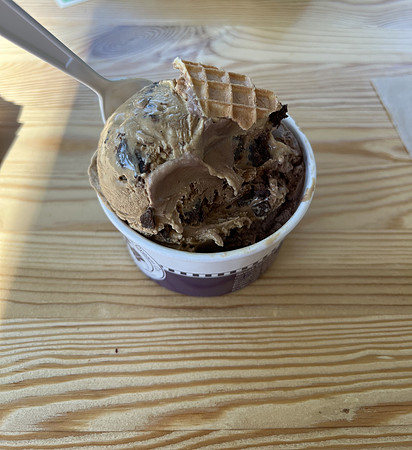 We brought a quart of Wake Up Call ice cream home with us.  Denny thinks this might be his new favorite.