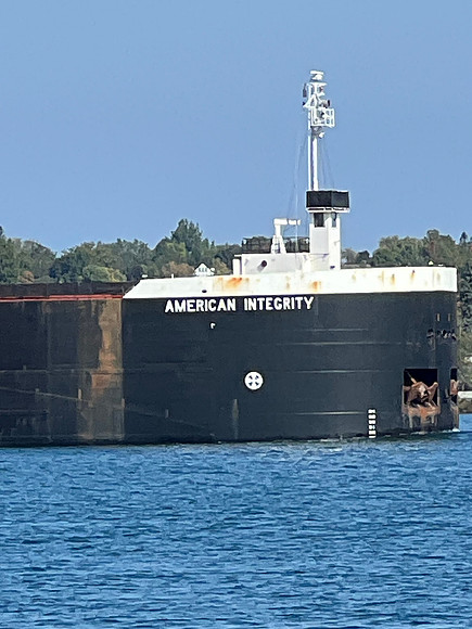 And the morning starts watching another freighter go by.