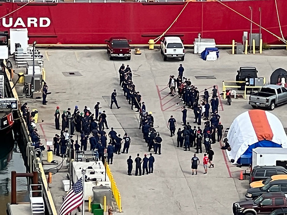 Later on we learned the Great Lakes Coast Guard group was in town for training for 3 days and this was their last day.  Also why there were so many CG boats docked.