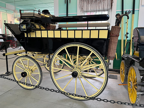 Wagonette Break carriage, (1870), the oldest carriage in the fleet.