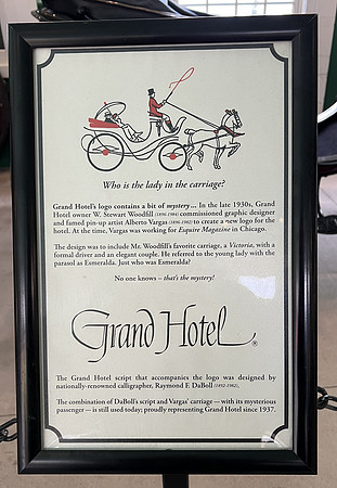 This sign explains the origins of the Grand Hotel logo.
