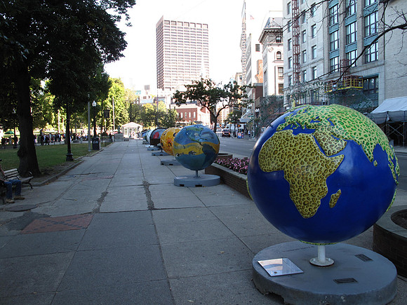 St. Joseph has bears, or carousels.  Boston has globes.