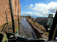 Yep, it was a skinny road, and the bus was right next to a cliff.  Good thing we didn't meet another bus.  Luckily we had a terrific driver!