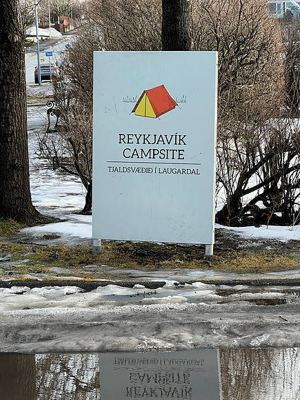 Our bus stop was a short walk from the apartment we stayed in, near the Dalur Hostel.  What caught my eye was the campground next door.