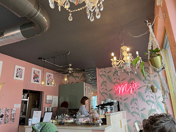 It was a cute, bohemian, kind of place.  Really good food too.  And it was crowded.