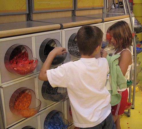 Nathan & Mya picking out their individual legos to purchase.