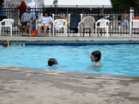 The girls spent hours in the pool.