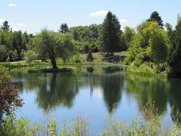 August 19th - on the way to Fallasburg Covered Bridge, we saw this pond & bridge on private property.  Picturesque.