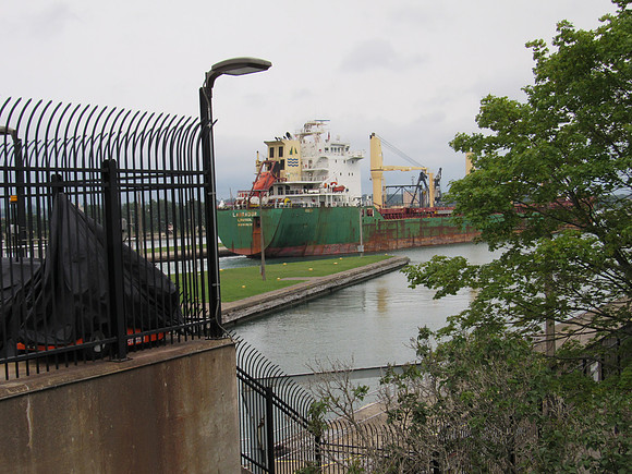 Then the locks open and she goes out into the St. Mary's River.