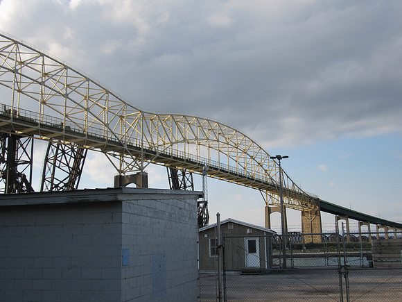 The drive-in was right next to the International Bridge.  Notice, not any cars on the bridge.