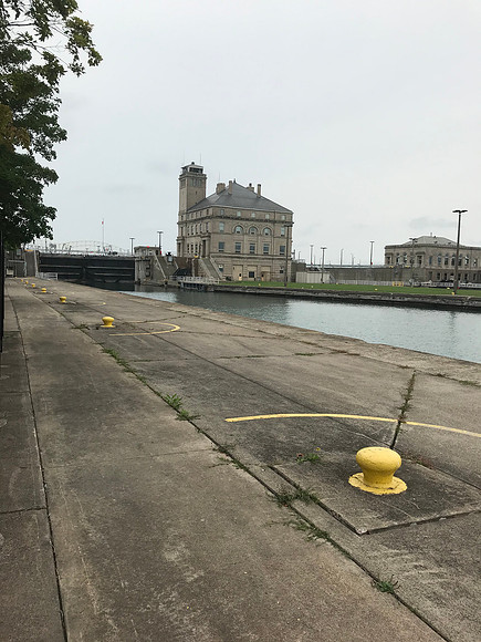 Looking back at the Locks from St. Mary's River.