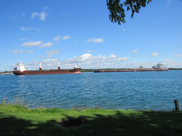 We were excited to see 2 boats passing, 1 going upbound and the other downbound.