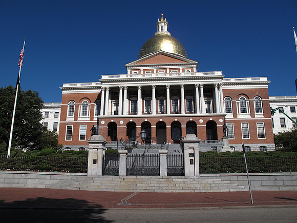 Massachusetts State House with gilded gold dome.