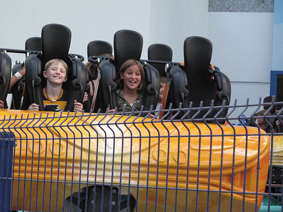 Mya is gonna be brave and try the Rock Bottom Plunge - by herself, while Grandma is shopping.