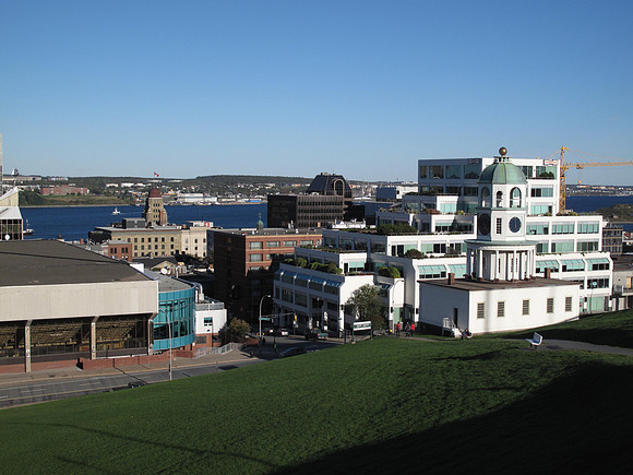 The Town Clock in the foreground - from the Citadel grounds.