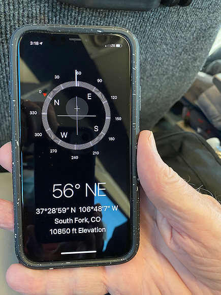 The guys entertained themselves by checking elevations as we traveled through the Rio Grande National Forest.