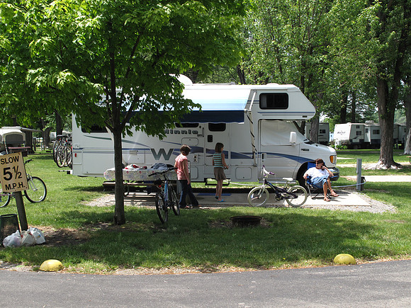 Our campsite with Grandma relaxing.