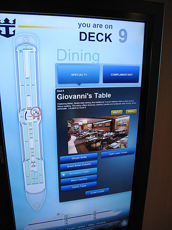 Now they have interactive screens to help you find your way around the ship, gives you the menu for the dining rooms, and lets you find out all the activities for the day -- at the touch of a button.